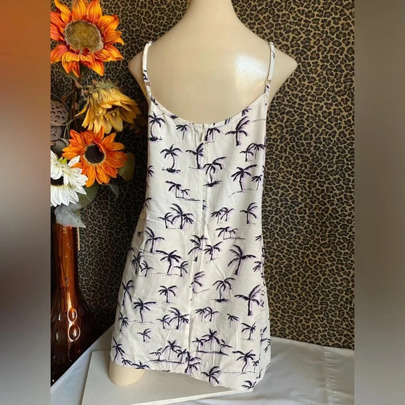 🦋B2G1🦋AMERICAN APPAREL White Palm Print Spaghetti Strap Summer Dress | L… - Picture 5 of 9